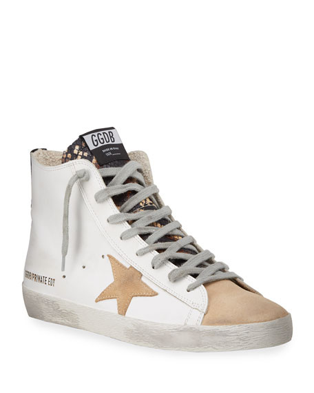 Golden Goose Francy Mixed Leather High-Top Sneakers | Neiman Marcus