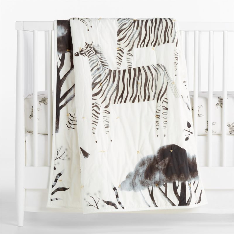 Modern Mikumi Organic Zebra Baby Crib Quilt + Reviews | Crate & Kids | Crate & Barrel