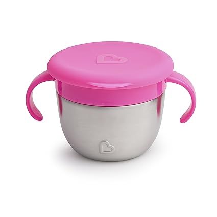 Munchkin Stainless Steel Snack Catcher with Lid, 9 Ounce, Pink | Amazon (US)
