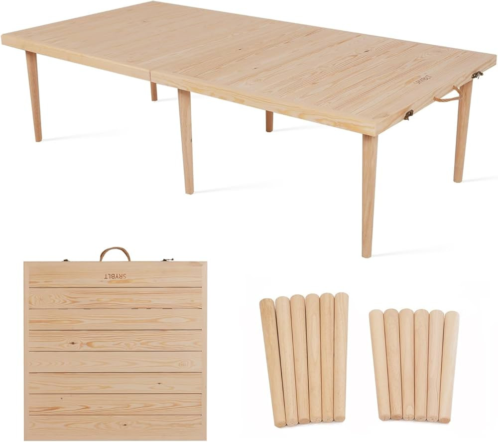 60x30 Inch Folding Picnic Table - Pine Wood Outdoor Boho Table for Beach, Camping & BBQs with Adj... | Amazon (US)