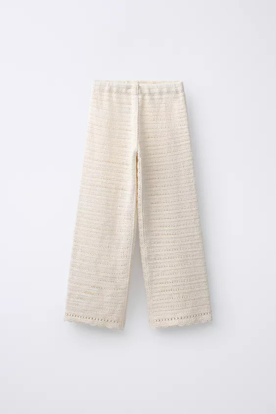 WIDE LEG CROCHET KNIT PANTS | Zara US