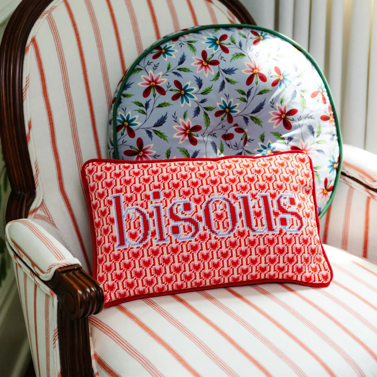 Bisous Needlepoint Pillow | Furbish Studio