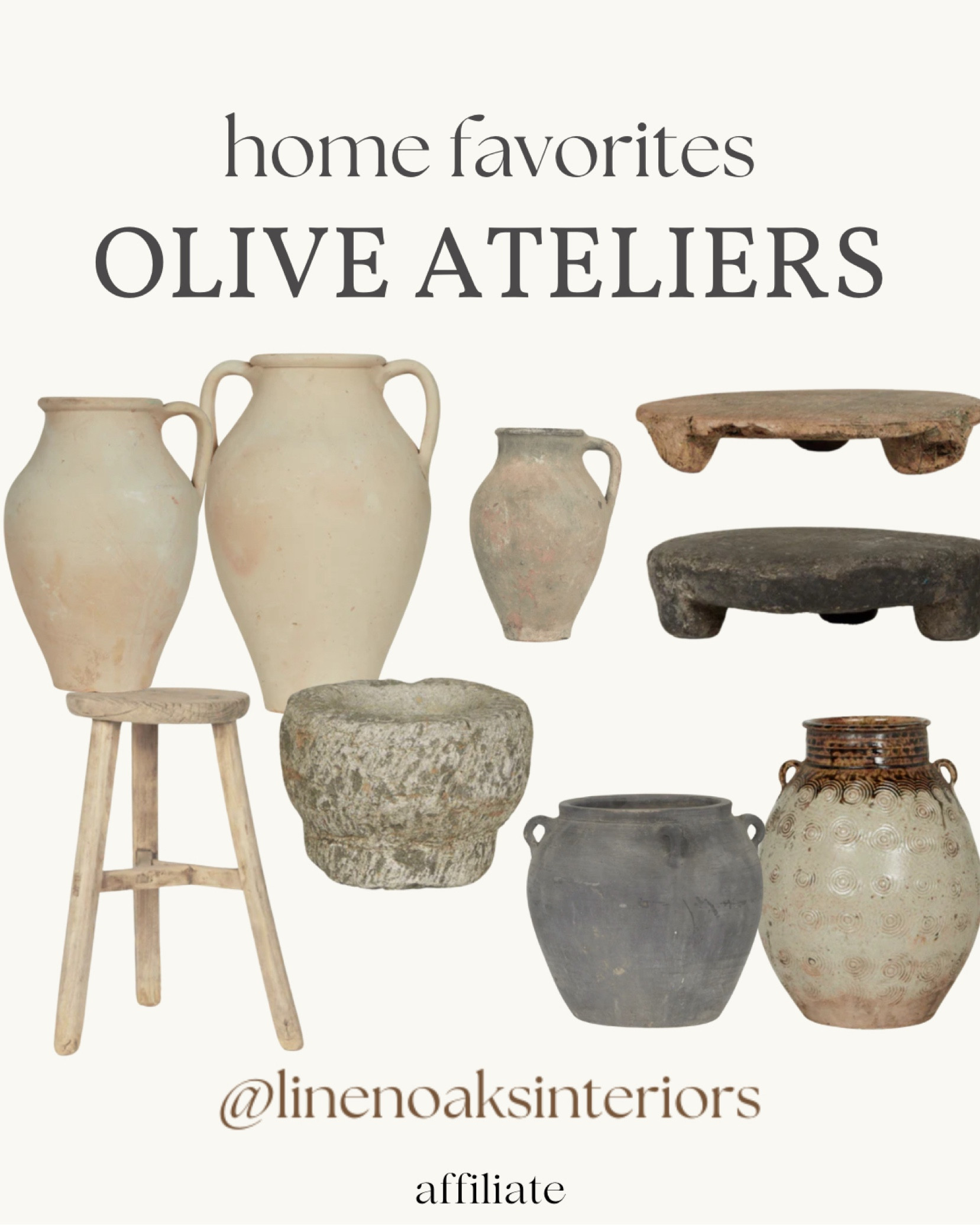 Olive Ateliers vintage favorites! The high quality pots vintage vases risers stools elm stool vintage stools 

#LTKFindsUnder50 #LTKHome #LTKStyleTip