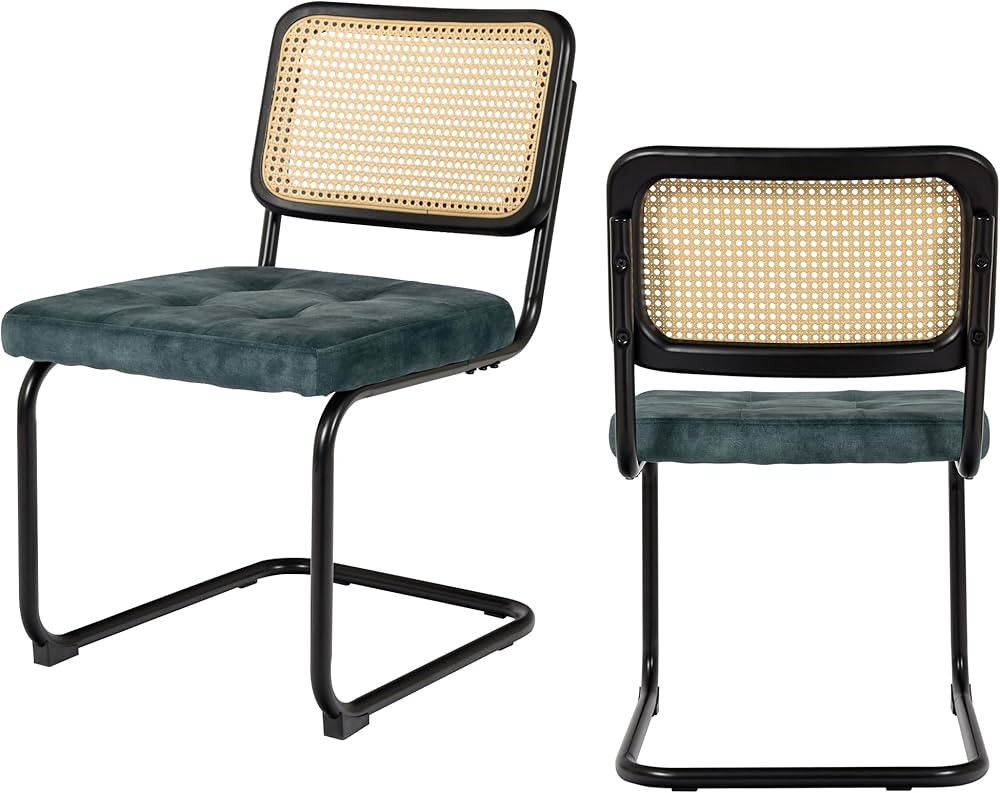 Mid Century Modern Dining Chairs Set of 2, Rattan Cantilever Kitchen Chairs, Dining Room Chairs B... | Amazon (US)