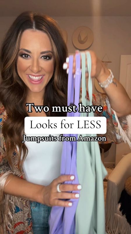Two must have looks for less jumpsuits from Amazon for summer wearing a medium in both 

#LTKStyleTip #LTKVideo #LTKFindsUnder50