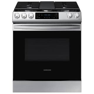 Samsung 30 in. 6 cu. ft. Slide-In Gas Convection Range Oven in Fingerprint Resistant Stainless St... | The Home Depot