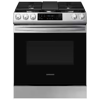 Samsung 30 in. 6 cu. ft. Slide-In Gas Convection Range Oven in Fingerprint Resistant Stainless St... | The Home Depot