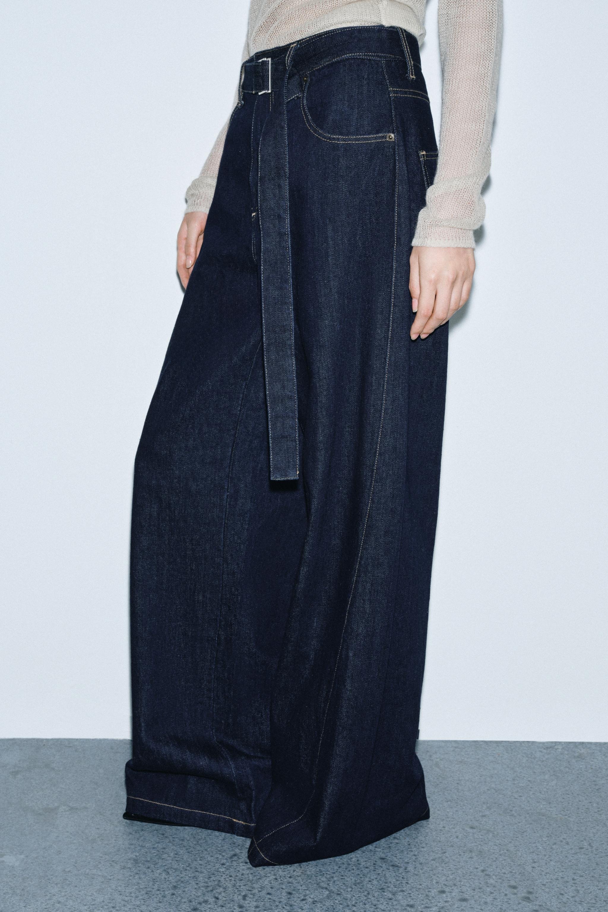 ZW COLLECTION WIDE LEG HIGH-WAIST JEANS WITH BELT | Zara US