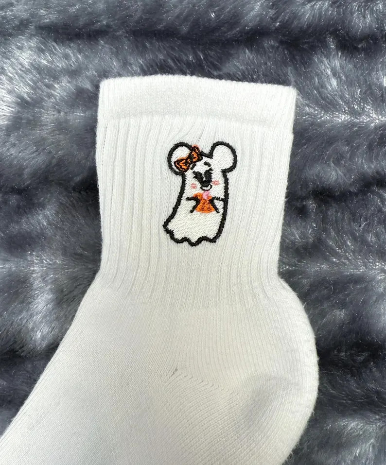 Minnie Ghost Pumpkin Embroidered Socks Pair, Disney Halloween Socks, Minnie Ghost Socks, Embroide... | Etsy (US)