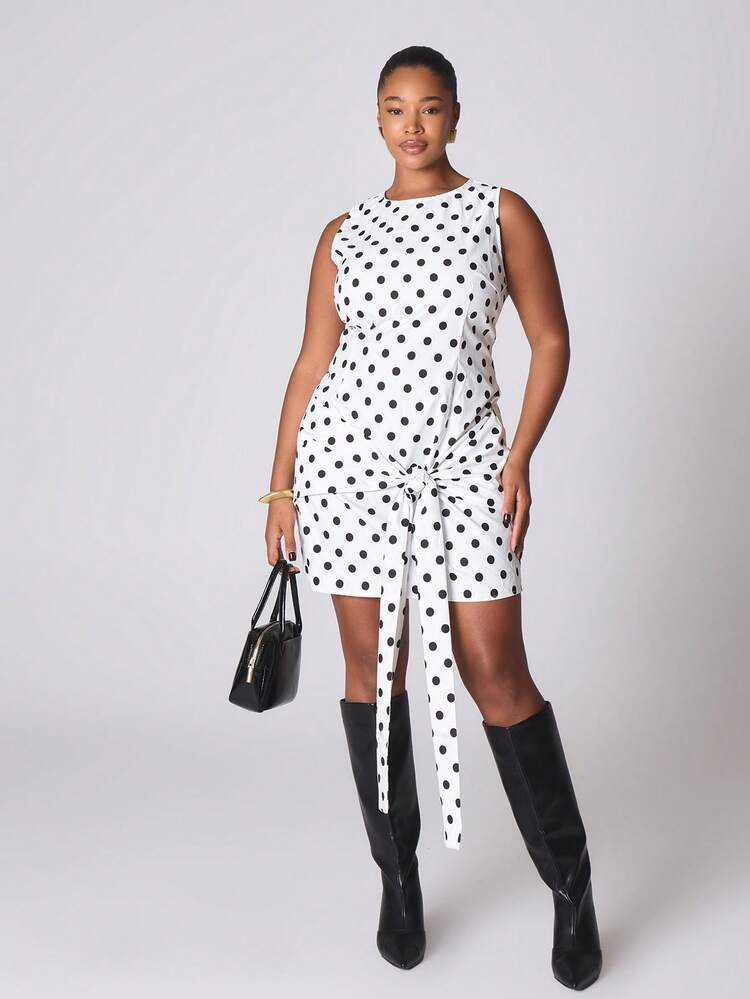MUSERA Sleeveless Fitted Sleevless Mini Dress Drape Tie NewYear Cute Sexy Going Out Evening Party Accented Summer | SHEIN