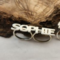 Handmade 2 Finger Name Ring - Capital Letter 925 Silver For Women Perfect Gift Mother's Day & Holidays | Etsy (US)