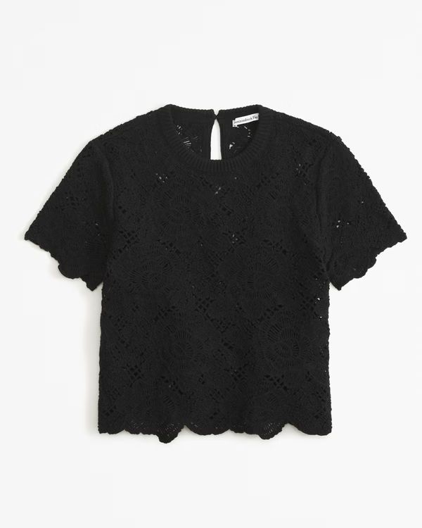 Women's Crochet-Style Floral Tee | Women's Clearance | Abercrombie.com | Abercrombie & Fitch (US)