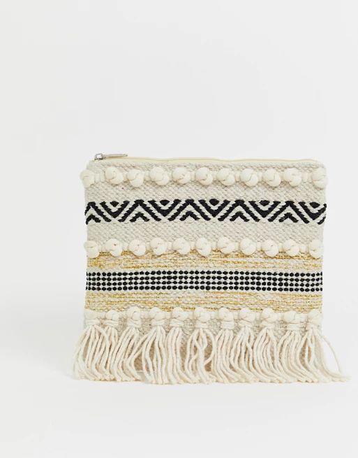 Glamorous woven straw zip top clutch bag | ASOS US