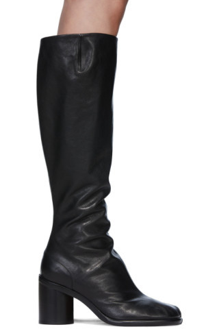 Maison Margiela - Black Leather Tabi Tall Boots | SSENSE