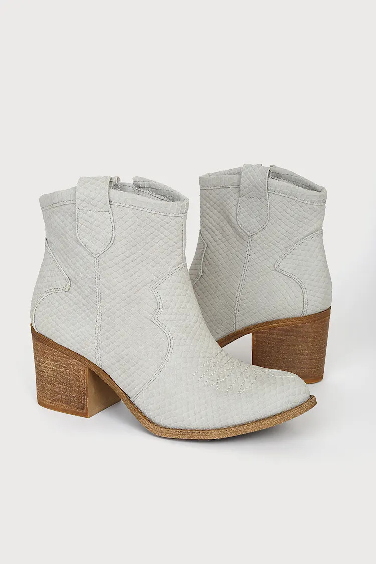 Unite Grey Snake Ankle Booties | Lulus (US)