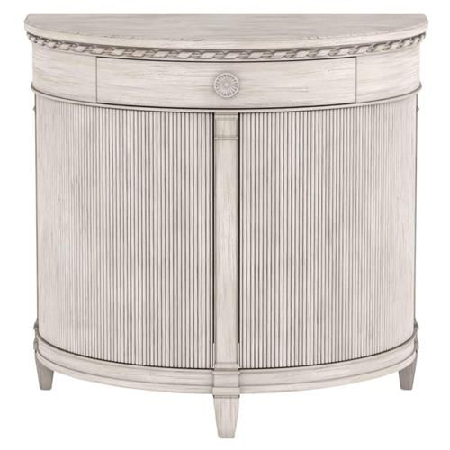 Summer French Country Beige Pine Wood 2 Door Demilune Console Table | Kathy Kuo Home