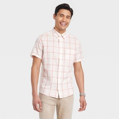 Men's Standard Fit Short Sleeve Button-Down Shirt - Goodfellow & Co™ Cream | Target
