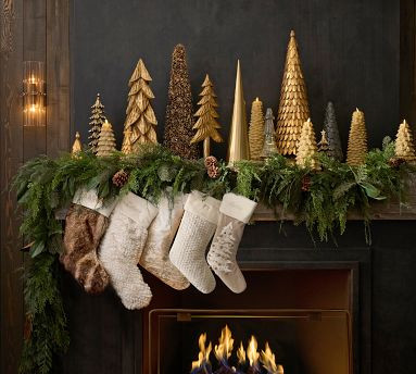 Honeycomb Faux Fur Stockings | Pottery Barn (US)