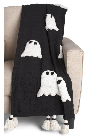 Oversized Hand Woven Tufted Ghost Throw With Tassles | TJ Maxx