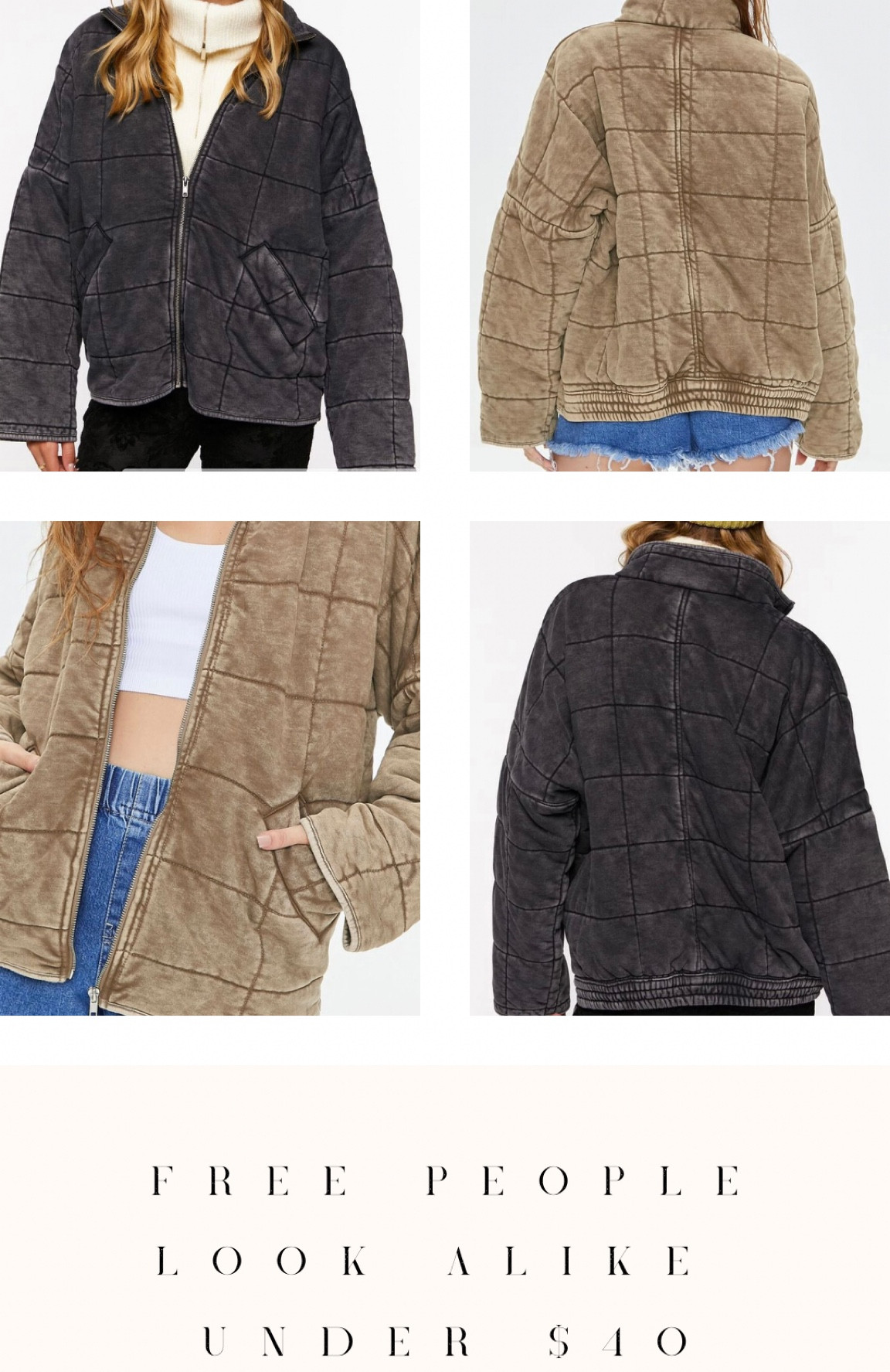 Quilted zip up jacket! #forever21

#LTKsalealert #LTKSeasonal #LTKunder50
