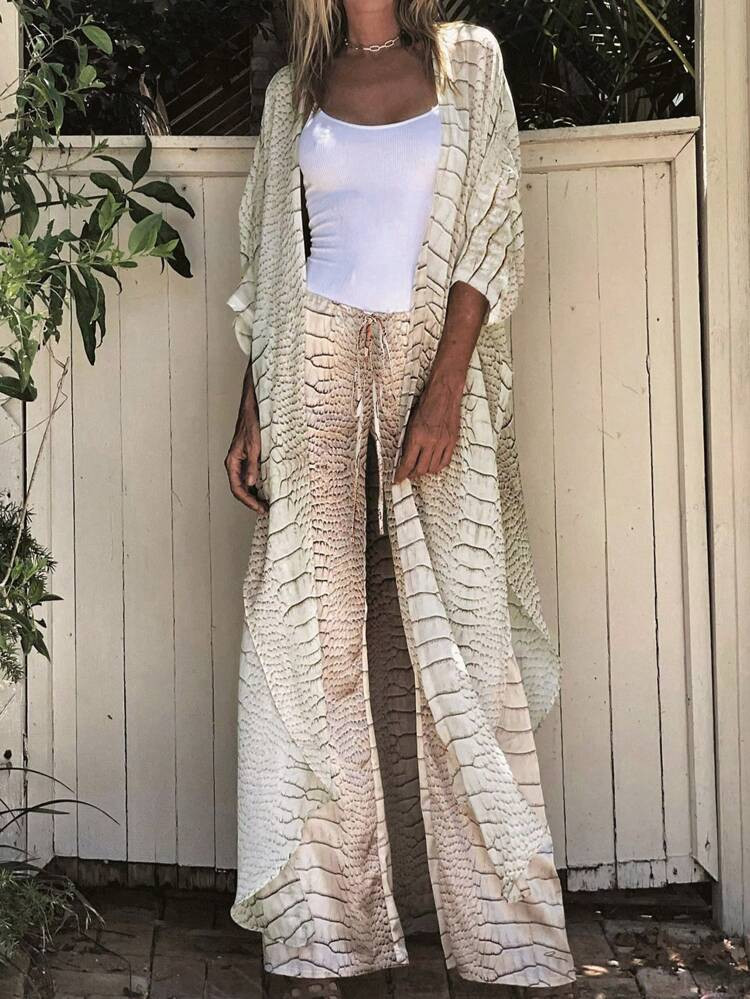 Allover Print Batwing Sleeve Kimono & Wide Leg Pants
       
              
              $21.99 ... | SHEIN