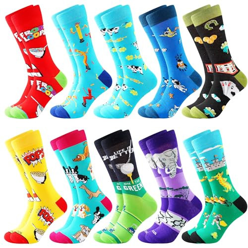 BONANGEL Men's Fun Dress Socks-Colorful Funny Novelty Crew Socks Pack,Crazy Socks Gifts for Men | Amazon (US)