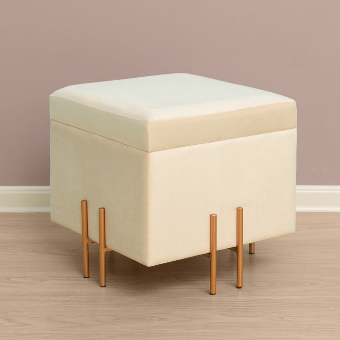Fabulaxe Square Velvet Storage Ottoman with Gold Legs | Target