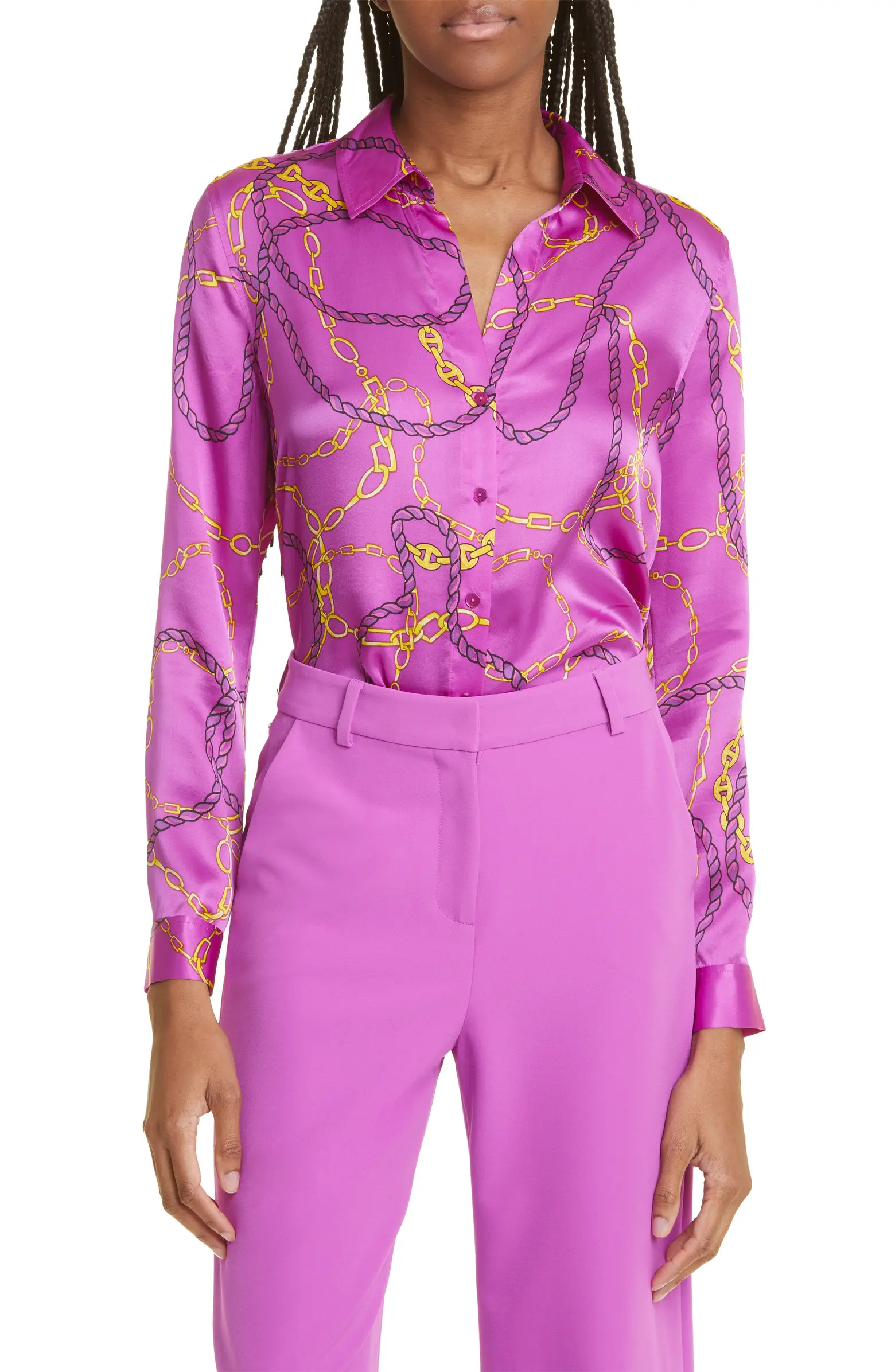 Tyler Chain Link Print Silk Blouse | Nordstrom