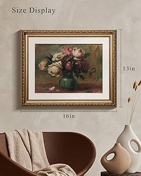 VIYYIEA Gold Framed Wall Art Canvas Print Home Decor Flower Art Vintage Botanical Prints Rustic F... | Amazon (US)