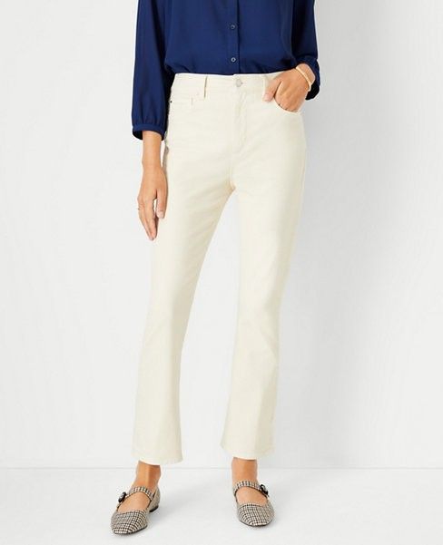 Sculpting High Rise Boot Crop Jeans, fall outfit inspo, fall outfit ideas, white jeans, ann taylor | Ann Taylor (US)