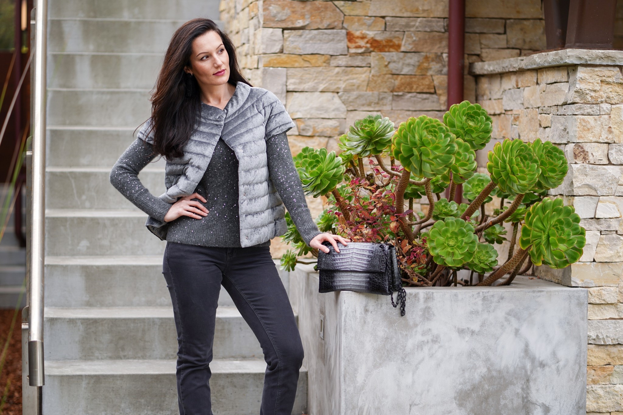This chic monochromatic fall outfit pairs cozy gray layers with polished everyday essentials for an effortlessly elevated look. Featuring a quilted puffer vest, soft knit sweater, bootcut jeans, and a structured crossbody bag, this cozy neutral outfit is perfect for casual days, errands, travel, coffee dates, and weekend wear. A timeless fall outfit idea for women who love minimalist, modern style. 

#LTKootd #LTKSeasonal
