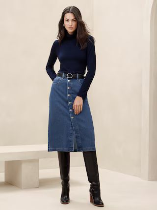 Denim Knee-Length Skirt | Banana Republic Factory