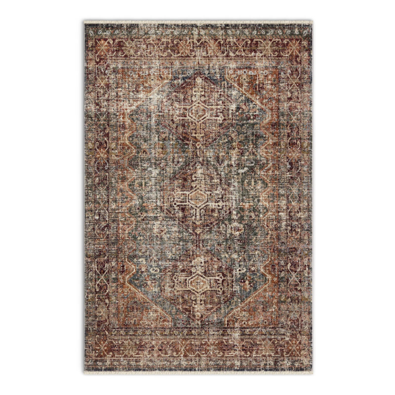 Birch Lane™ Clemente Oriental Machine Woven Polypropylene Area Rug in Red/Blue/Brown | Wayfair | Wayfair North America