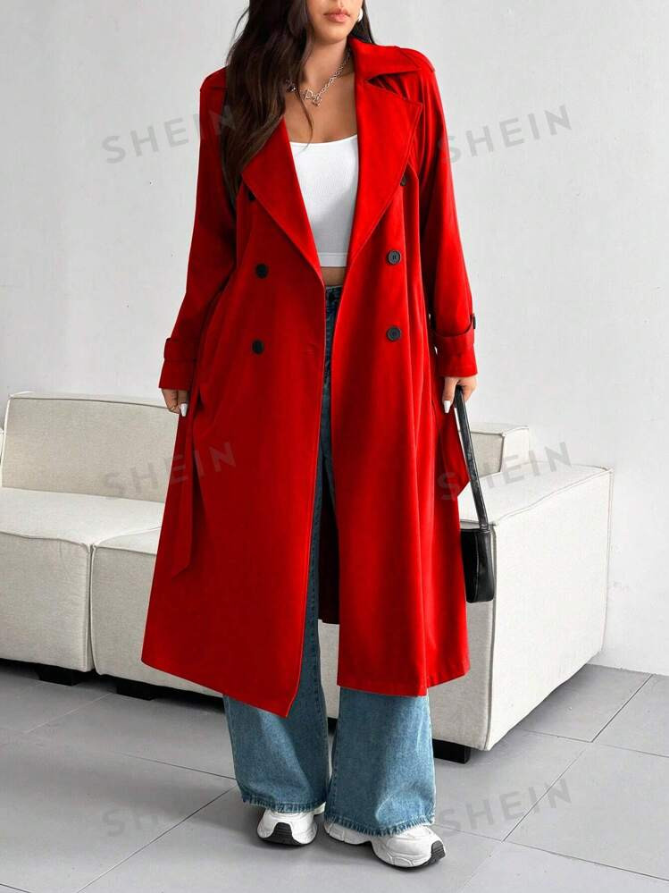 SHEIN EZwear Plus Size Fashionable Solid Color Loose Wind Jacket | SHEIN