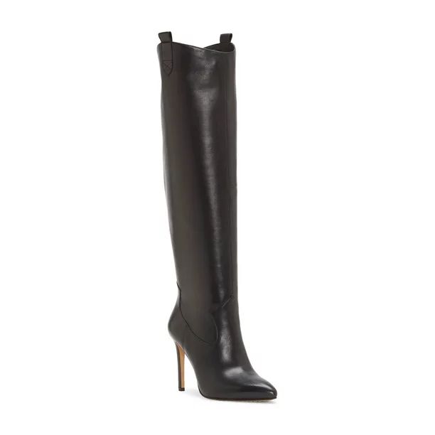 Vince Camuto Kervana Black Smooth Leather HIgh Heel Pointed Knee Boot | Walmart (US)