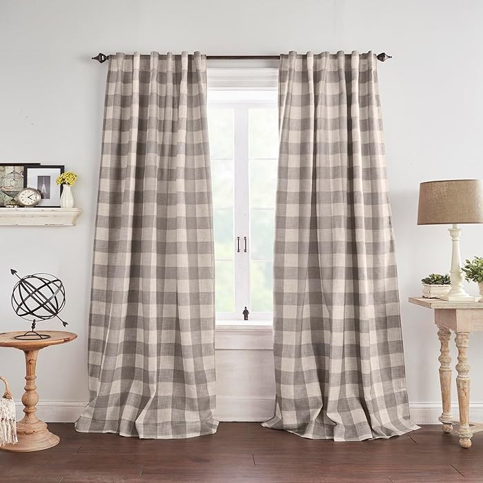 Elrene Home Fashions Farmhouse Living Grainger Buffalo-Check Blackout Window Curtain, Living Room... | Amazon (US)