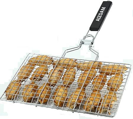 AIZOAM Portable Stainless Steel BBQ Barbecue Grilling Basket for Fish,Vegetables, Shrimp,and Smal... | Amazon (US)