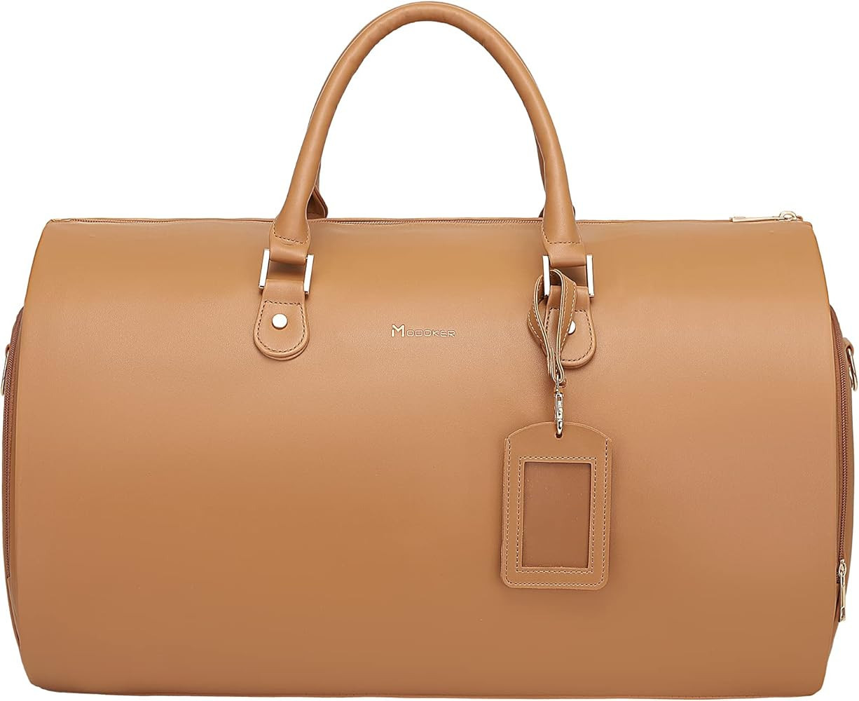 Modoker Women Convertible Leather Garment Bag with Shoulder Strap, Carry on Garment Duffel Bag - ... | Amazon (US)