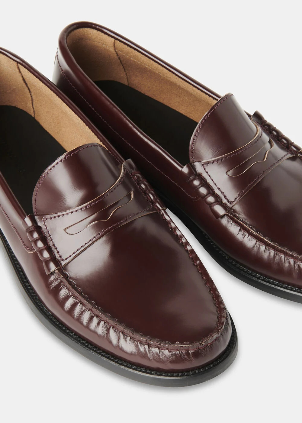 Women's Burgundy Leather Round Toe Loafers | Whistles UK | | Whistles