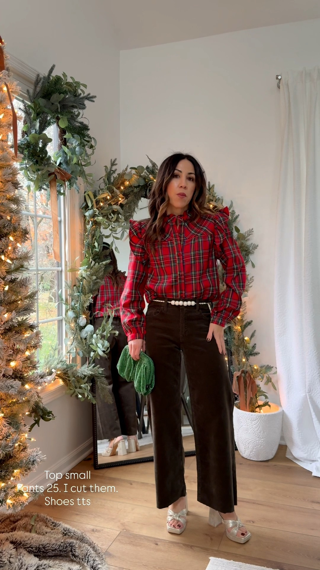 Small plaid button-down shirt, 25 corduroy pants. I cut them. Shoes TTS. Holiday outfit.

#LTKHoliday #LTKCyberWeek #LTKFindsUnder100