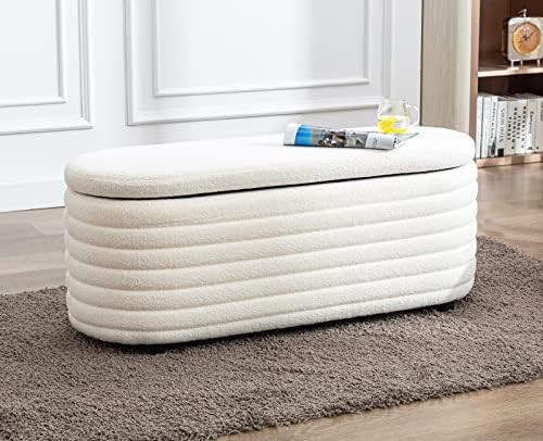 Kmax 45" Storage Bench Faux Fur Entryway Bench Upholstered Ottoman Bench for Bedroom Living Room ... | Amazon (US)