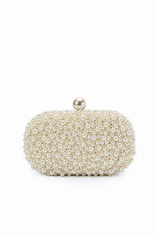 Olga Berg Valentina Pearl Clutch in Ivory - Size | Amanda Uprichard