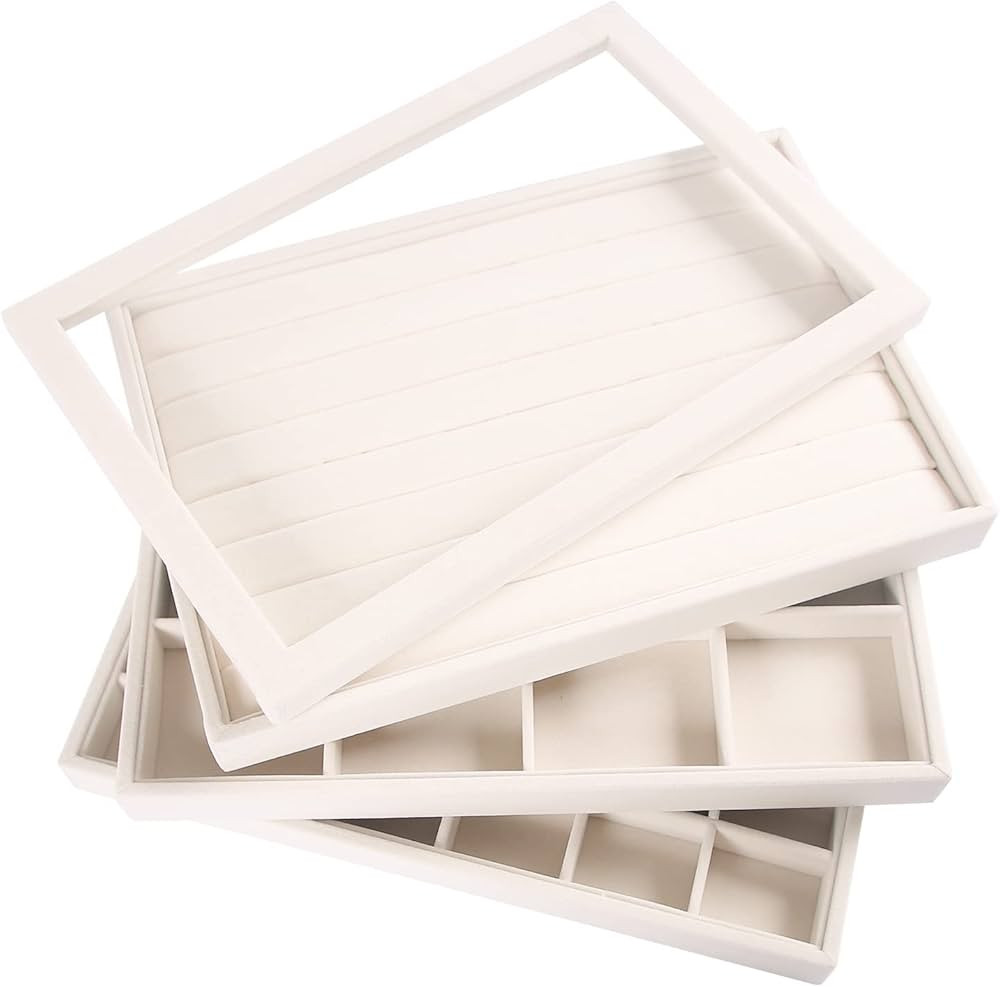 Coward Stackable Jewelry Trays Organizer Set with Clear Lid, Trays for Drawer, Earring Necklace B... | Amazon (US)