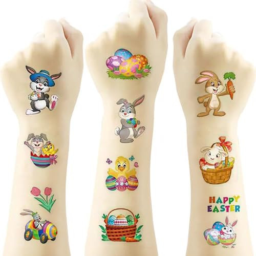 Easter Temporary Tattoos for Kids， Easter themed temporary tattoo stickers，easter basket stuffers，Easter atmosphere decoration 88Pcs | Amazon (US)