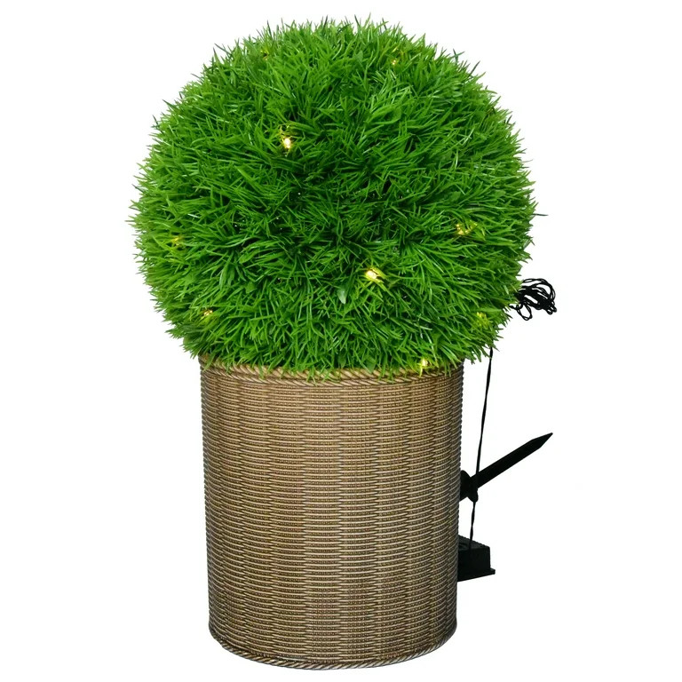 Better Homes & Gardens Outdoor Solar 18" Pine Needles Grass Topiary Decor | Walmart (US)