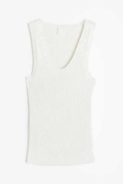 Rib-knit Tank Top - White - Ladies | H&M US | H&M (US + CA)
