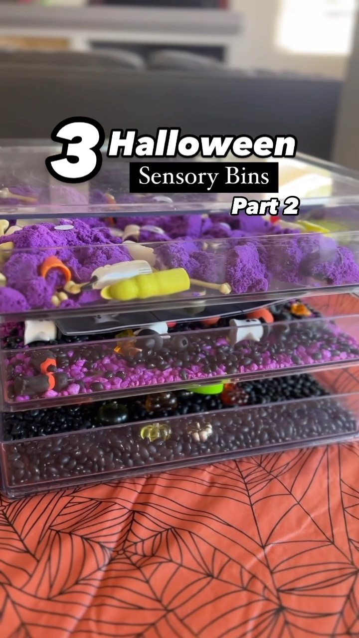 Did you see part 1? Which was your favorite Halloween sensory bin?

The sensory fillers/bases that we used are:
✨ Purple Kinetic Sand (doesn’t dry out 🎉)
✨ Black beans and purple fish tank gravel
✨ Black beans

#LTKHalloween #LTKSeasonal #LTKKids