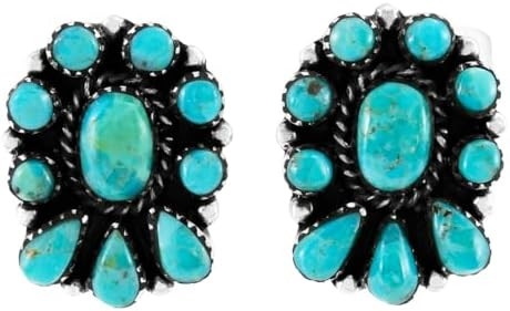Turquoise Earrings 925 Sterling Silver & Genuine Gemstone | Amazon (US)