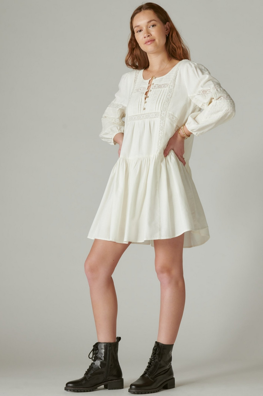 LONG SLEEVE EMBROIDERED MINI DRESS | Lucky Brand