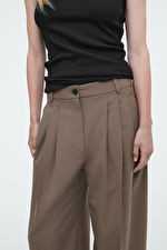 PLEATED BARREL-LEG WOOL-BLEND PANTS | COS (US)